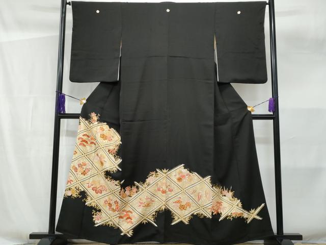 平和屋着物■豪華黒留袖 刺繍 蜀江花文 金彩 正絹 逸品 CABF6846fb
