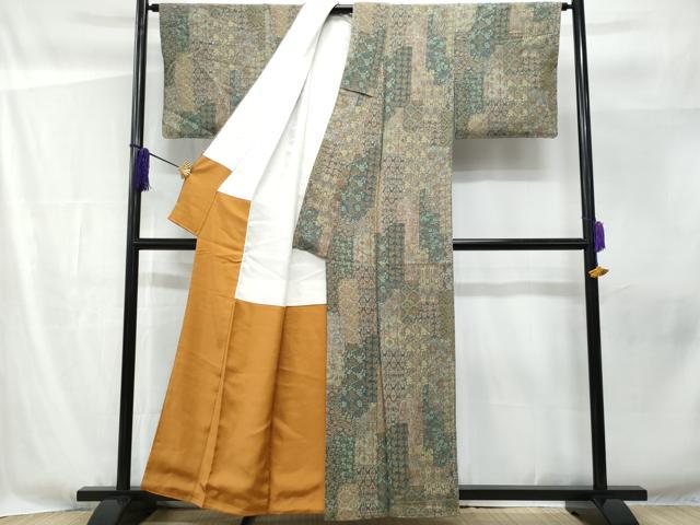 平和屋着物■上質な小紋 吉祥花文 鬼しぼ縮緬 正絹 逸品 未使用 CABF6841fb
