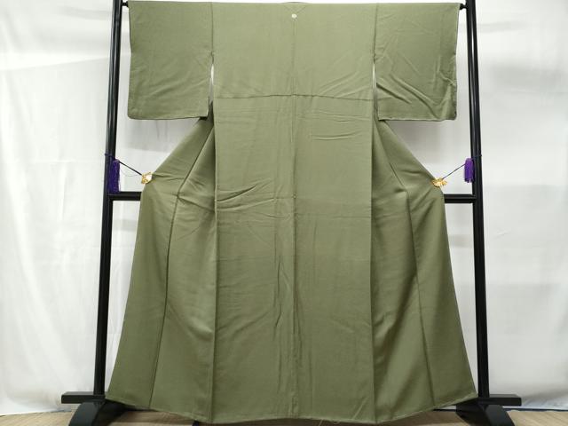 平和屋着物■上質な色無地 老竹色 正絹 逸品 未使用 CABF6855fb