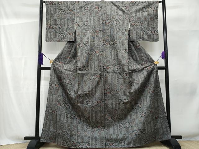平和屋着物■上質な紬 吉祥花文 正絹 逸品 CABF6831fb