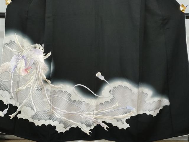 平和屋着物■豪華黒留袖 刺繍 鳳凰 銀彩 正絹 逸品 CABF6844fb