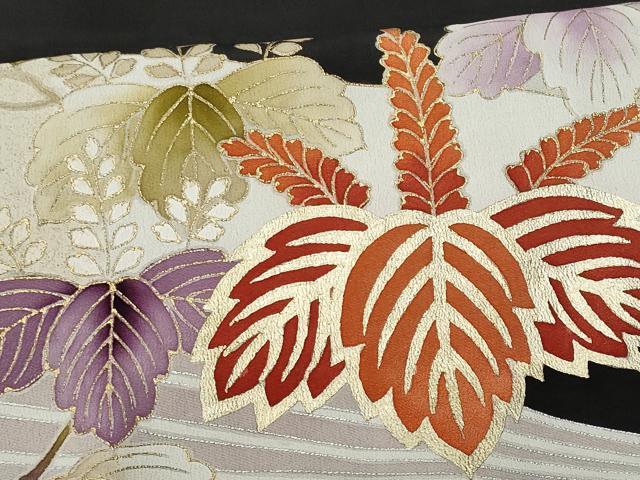 平和屋着物■豪華黒留袖 刺繍 桐 金銀彩 正絹 逸品 CABF6828fb