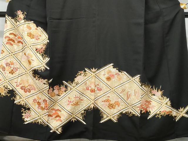 平和屋着物■豪華黒留袖 刺繍 蜀江花文 金彩 正絹 逸品 CABF6846fb