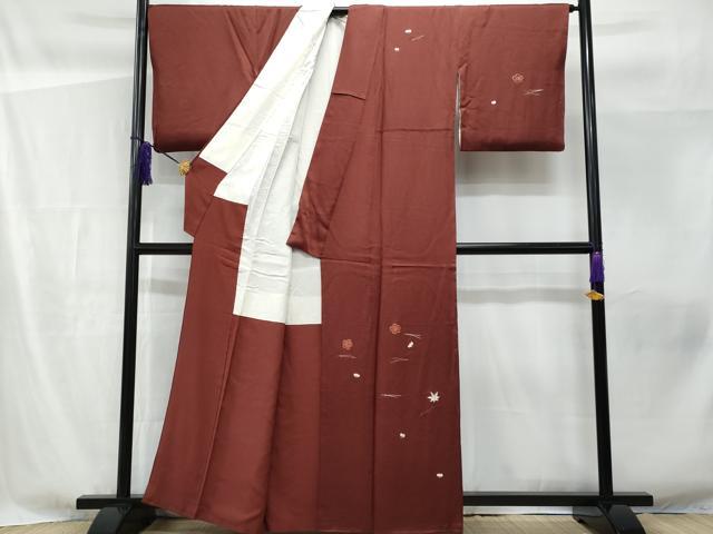平和屋着物■訪問着 総刺繍 駒刺繍 吹き寄せ文 正絹 逸品 CABF6834fb