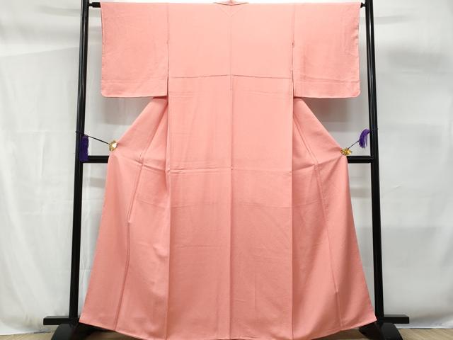 平和屋着物■上質な色無地 珊瑚色 正絹 逸品 未使用 CABF6884fb
