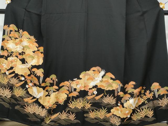 平和屋着物■豪華黒留袖 駒刺繍 飛鶴藤花房 金彩 正絹 逸品 CABF6878fb