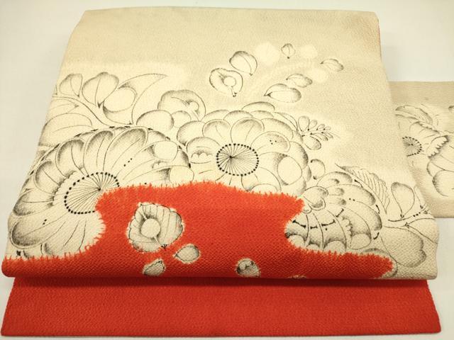 平和屋着物●西洞院辻が花 大脇一心 九寸名古屋帯 作家物 辻が花 鬼しぼ縮緬 正絹 逸品 DABE1714op