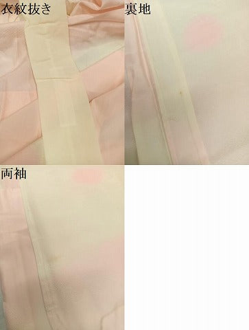 平和屋着物●振袖用長襦袢 無双仕立て 地紙花地紋 暈し染め 半衿刺繍 正絹 逸品 未使用 AABH9719ph