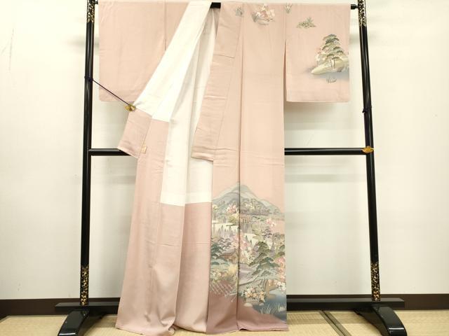 平和屋着物●高級染元 粋峰 林芳夫 京加賀友禅 訪問着 水辺風景文 暈し染 正絹 逸品 DABD5957fe