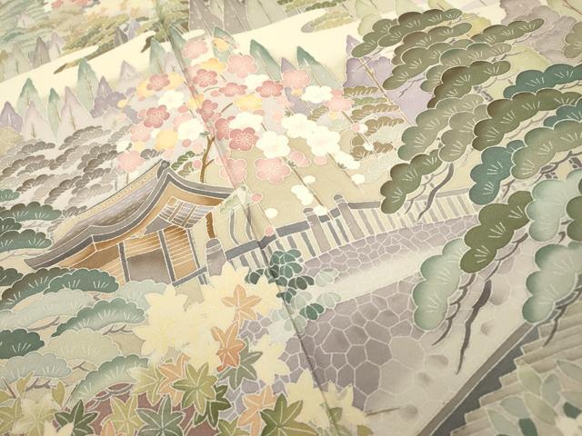 平和屋着物●高級染元 粋峰 林芳夫 京加賀友禅 訪問着 水辺風景文 暈し染 正絹 逸品 DABD5957fe