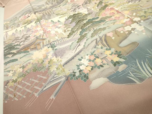 平和屋着物●高級染元 粋峰 林芳夫 京加賀友禅 訪問着 水辺風景文 暈し染 正絹 逸品 DABD5957fe