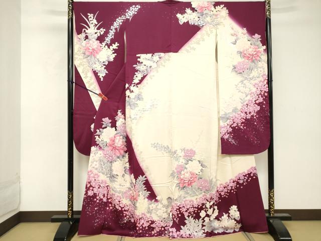 平和屋着物□豪華振袖 草花文 暈し染め 銀彩 正絹 逸品 DABE7774cd