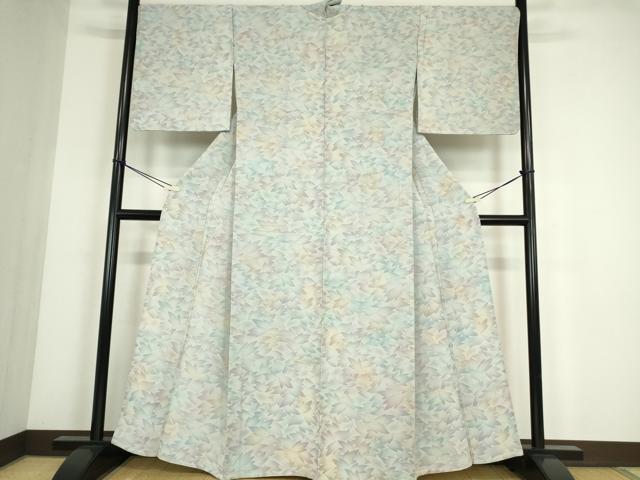 平和屋着物▽上質な小紋 単衣 舞葉文 正絹 逸品 DABE4427az