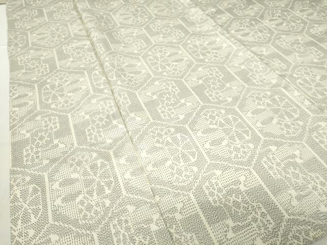 平和屋着物▽上質な紬 単衣 亀甲文 正絹 逸品 DABE4432az