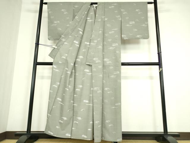 平和屋着物▽上質なお召 単衣 霞文 正絹 逸品 DABE4429az