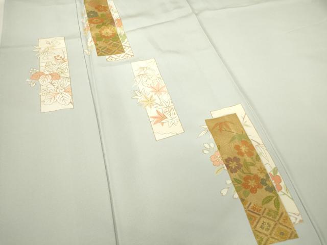 平和屋着物▽訪問着 単衣 短冊花文 金彩 正絹 逸品 DABE4475az