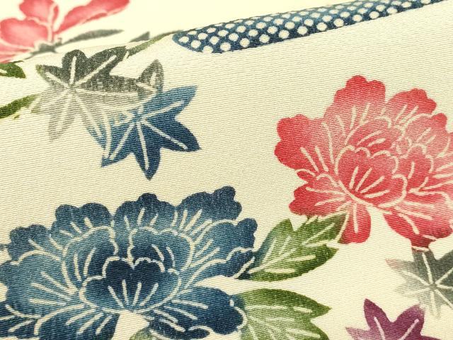平和屋着物▽上質な小紋 単衣 型染め エ霞花文 正絹 逸品 DABE4498az