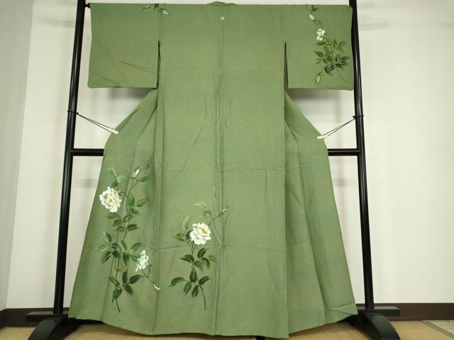平和屋着物▽訪問着 単衣 作家物 草花文 手描き 正絹 逸品 DABE4467az