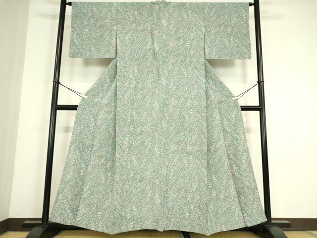 平和屋着物▽上質な小紋 単衣 草花文 正絹 逸品 DABE4502az