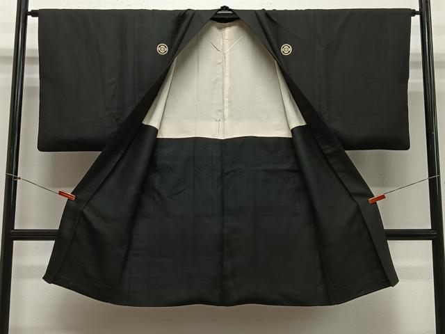 平和屋着物∞男性 長羽織 黒紋付 正絹 逸品 CABE5126ua