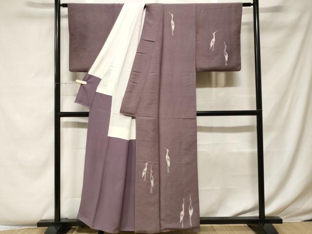 平和屋着物■訪問着 御召縮緬 ろうけつ染め 群れ鶴文 正絹 逸品 CABF4150ev