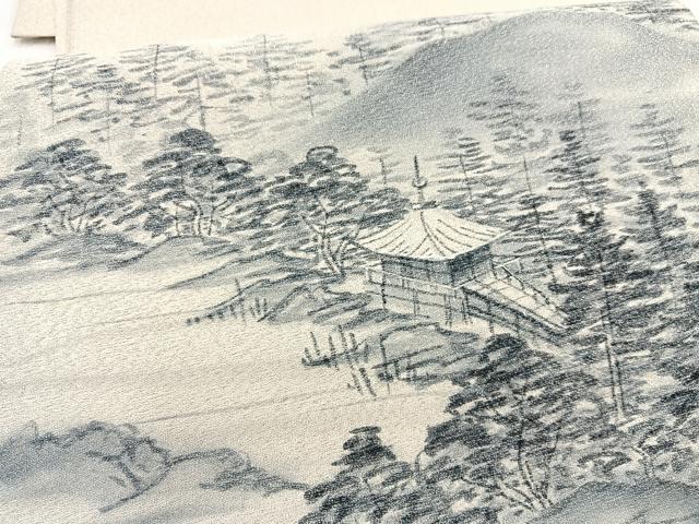 平和屋着物●藍造り国選定無形文化財 藍師・佐藤昭人作 太鼓柄袋帯 綴れ 手描き 風景文 銀糸 上代70万円 正絹 逸品 未使用 BAAX2224hv