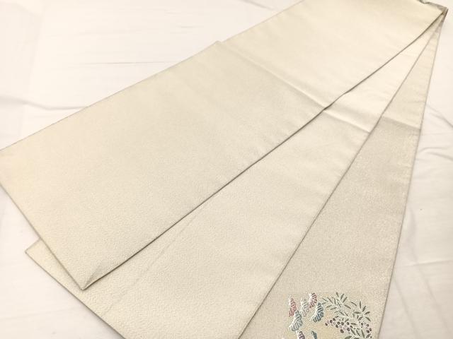 平和屋着物◎太鼓柄袋帯 綴れ 地紙花車文 銀彩 正絹 逸品 BAAX2241hv