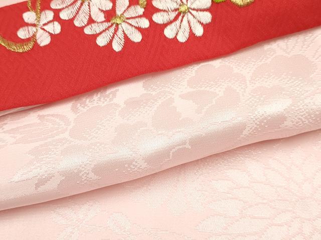 平和屋着物∵女の子 十三参り 子供 祝着・長襦袢(無双仕立て・半衿刺繍)セット 駒刺繍 花車文 暈し染め 金彩 逸品 DABE7029ma