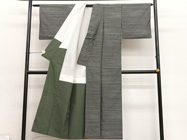 平和屋着物■上質なお召 幾何学文様 正絹 逸品 BAAX2051hv