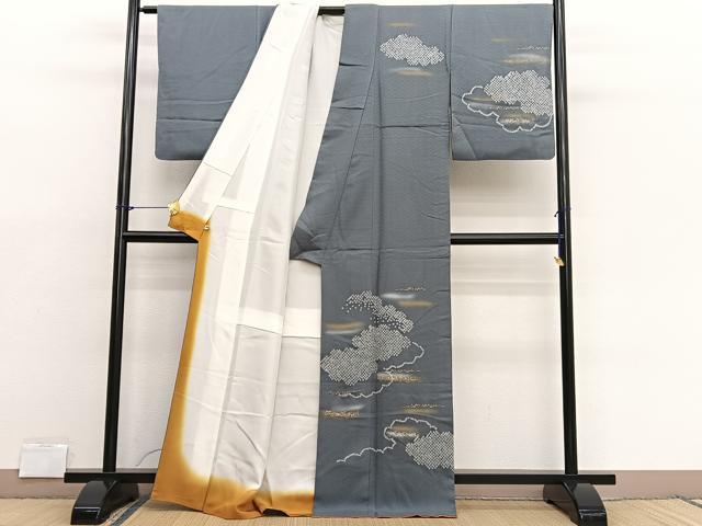 平和屋着物■訪問着 絞り 雲重ね文 金銀彩 正絹 逸品 BAAX2039hv