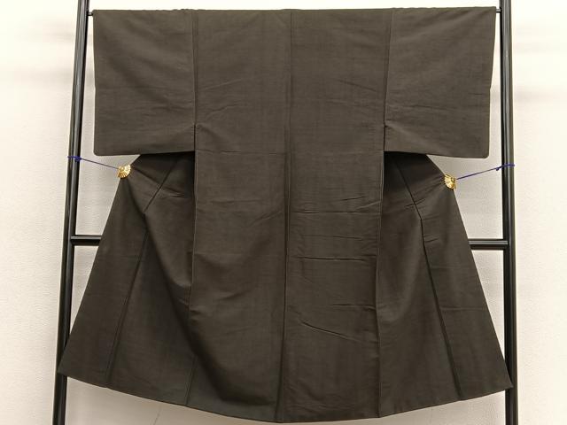 平和屋着物■男性 紬 色無地 藍媚茶色 正絹 逸品 BAAX2042hv