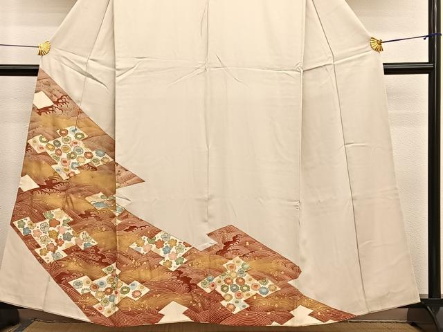 平和屋着物■豪華色留袖 立波花文 金彩 正絹 逸品 BAAX2091hv