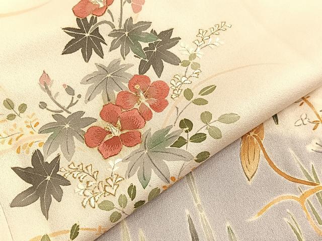 平和屋着物■訪問着 刺繍 流水花文 暈し染め 金彩 伊勢丹扱い 正絹 逸品 BAAX2084hv