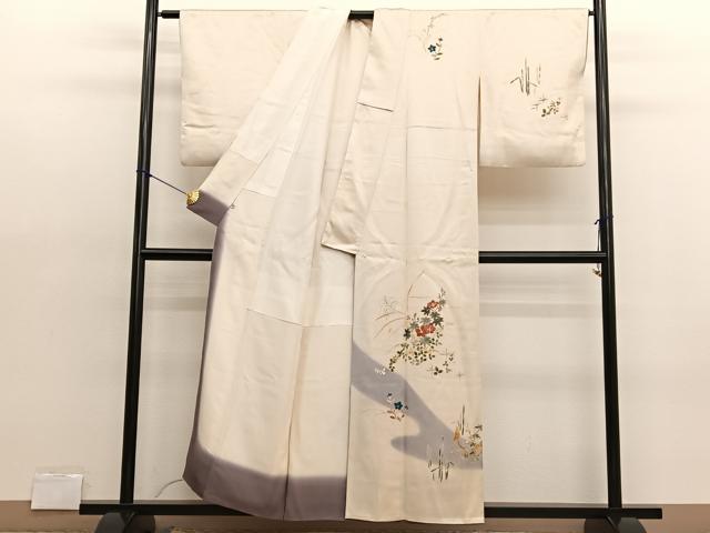平和屋着物■訪問着 刺繍 流水花文 暈し染め 金彩 伊勢丹扱い 正絹 逸品 BAAX2084hv