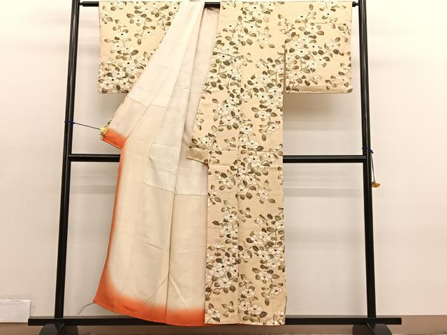 平和屋着物■上質な小紋 枝椿 金彩 正絹 逸品 BAAX2086hv