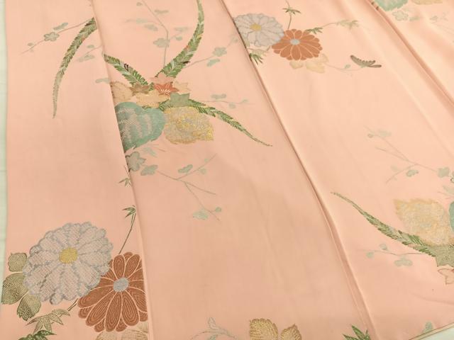 平和屋着物■上質な小紋 寿光織 草花文 金銀糸 正絹 逸品 BAAX2140hv