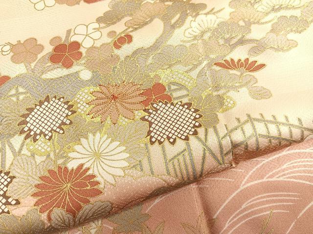 平和屋着物■訪問着 駒刺繍 御所解松竹梅 暈し染め 金彩 正絹 逸品 BAAX2120hv