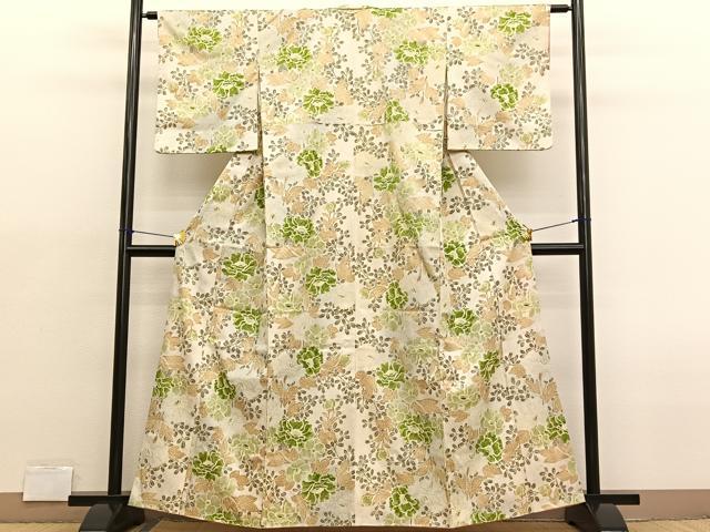 平和屋着物■上質な小紋 牡丹萩文 暈し染め 金彩 正絹 逸品 BAAX2149hv