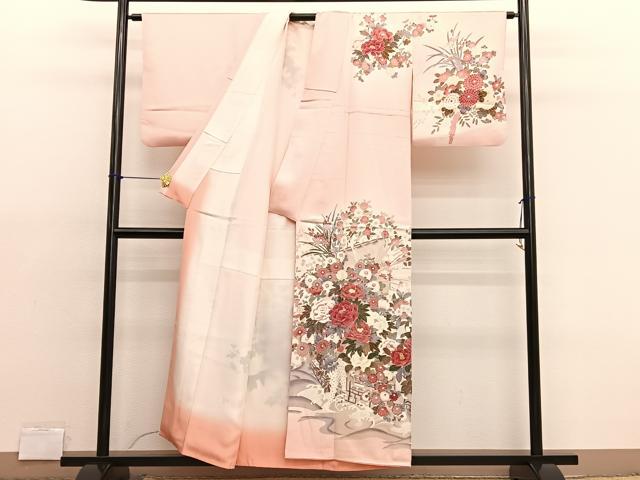 平和屋着物■訪問着 友禅 宝船花文 暈し染め 正絹 逸品 BAAX2180hv
