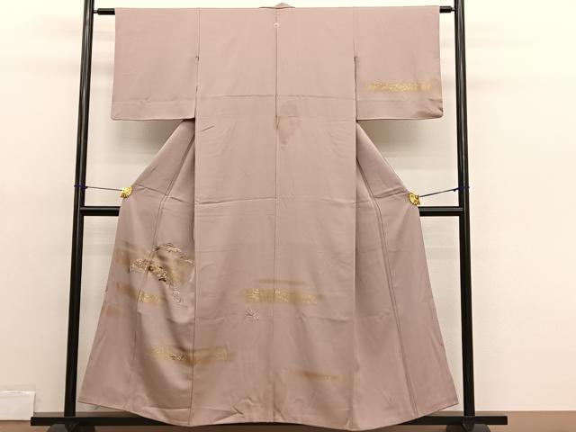 平和屋着物■訪問着 駒刺繍 松菊花文 金彩 正絹 逸品 BAAX2183hv