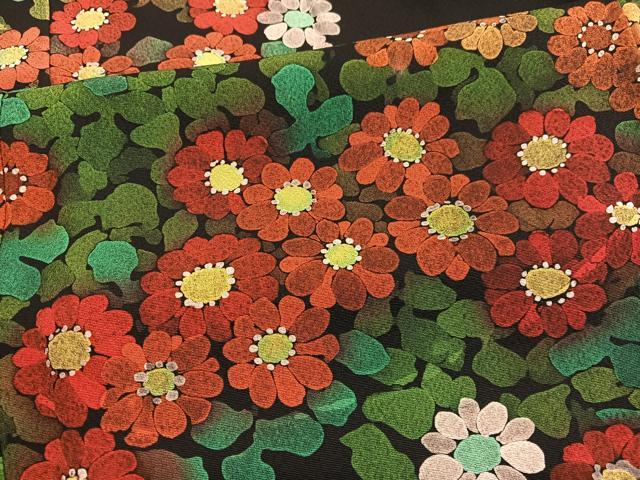 平和屋着物■訪問着 手描き 草花文 ろうけつ染め 黒地 正絹 逸品 BAAX2189hv