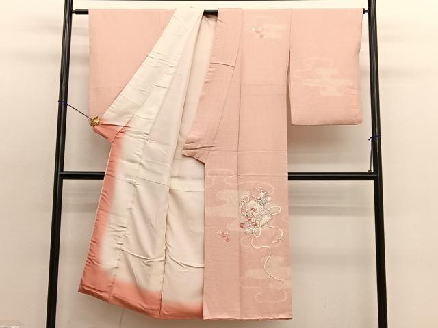 平和屋着物■訪問着 絞り 刺繍 文箱花文 正絹 逸品 BAAX2164hv