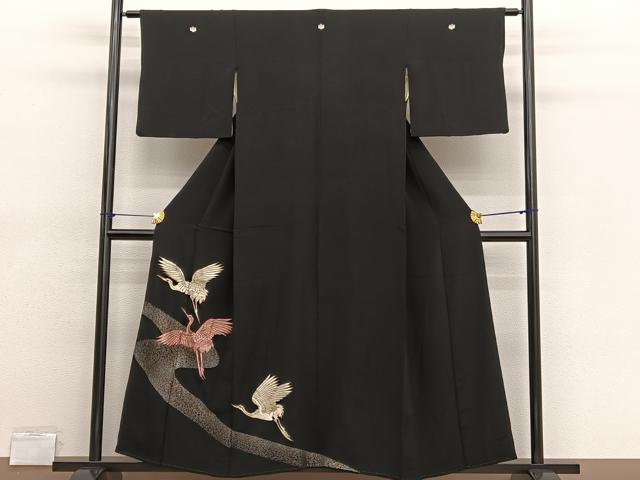 平和屋着物■豪華黒留袖 総刺繍 紅白鶴 金彩 正絹 逸品 BAAX2166hv