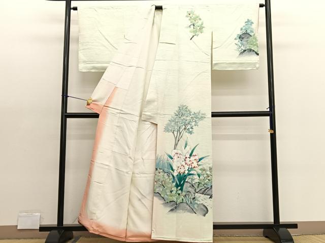 平和屋着物■訪問着 手描き カトレア 正絹 逸品 BAAX2190hv