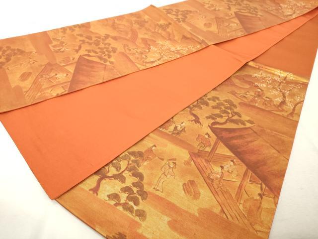 平和屋着物◎六通柄袋帯 人物風景文 金糸 引箔 正絹 逸品 DABE7829cd