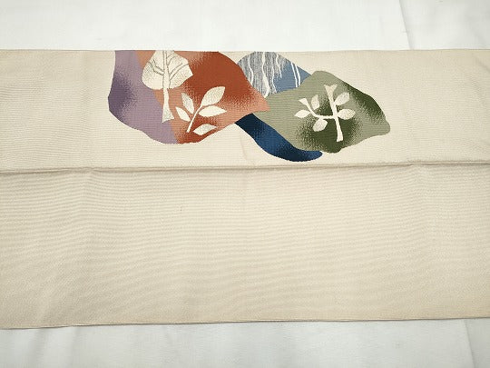 平和屋着物●爪掻き本綴れ 八寸名古屋帯 流水草花文 正絹 逸品 CABF8642hy
