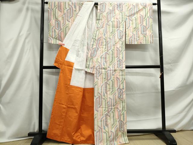 平和屋着物■上質な紬 幾何学文 正絹 逸品 DABE8883qa