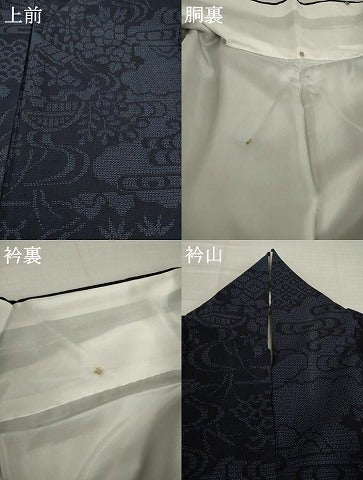 平和屋着物●本塩沢 110亀甲 流水花籬文 正絹 逸品 AABI2446ck