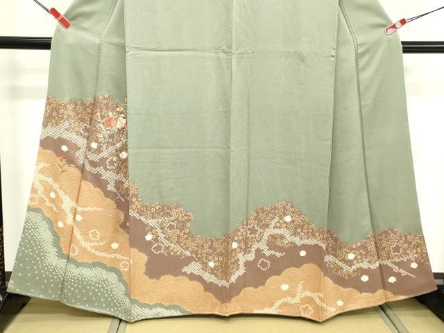 平和屋着物■訪問着 絞り 刺繍 枝花文 金彩 正絹 逸品 DABE7900cd