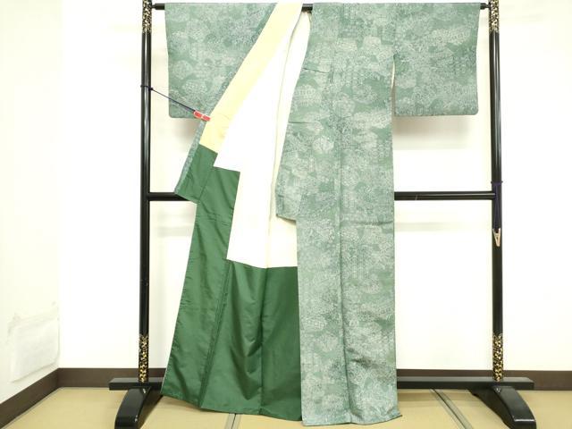 平和屋着物■上質な小紋 お召地 幾何学花文 正絹 逸品 DABE7898cd